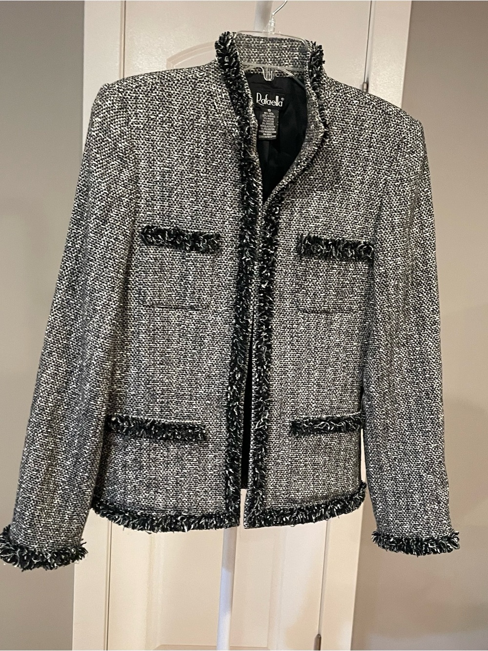 Rafaella Wool Blend Tweed Fringe Jacket - Size 10